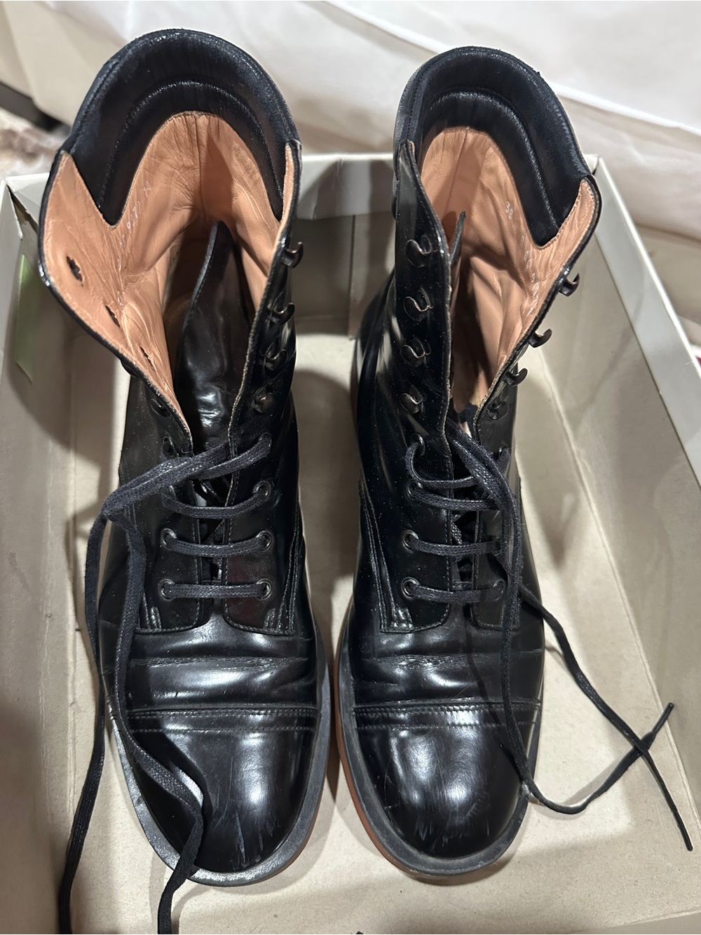 Cemeteries Black Leather Lace-Up Boots